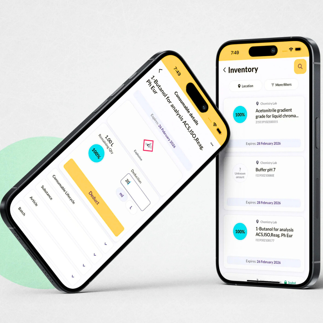 two smartphones displaying Merck KGaA app in use 