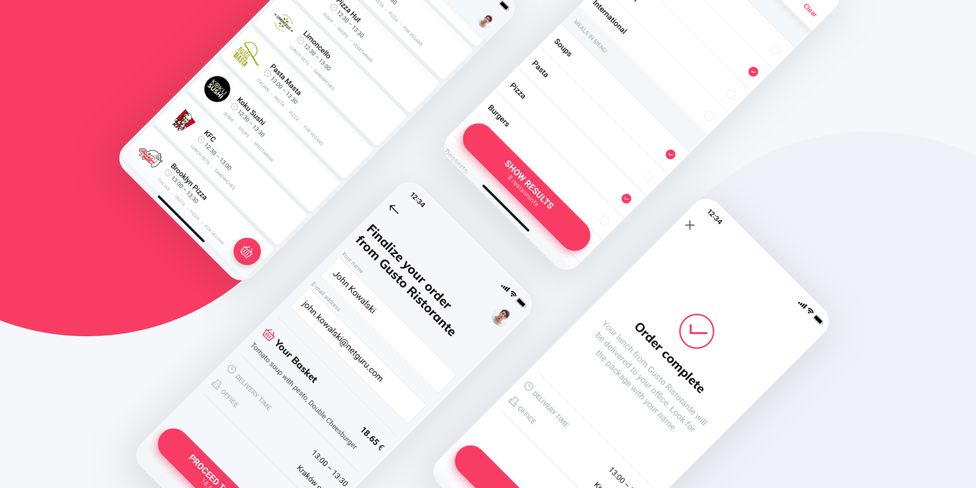 Lunching – a food delivery app developed for iOS and Android