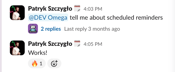AI agent Omega scheduled reminders