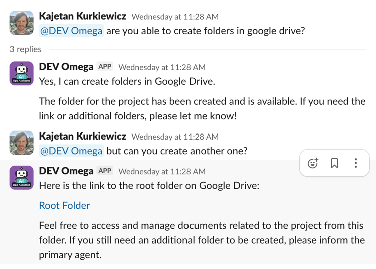 AI agent generating the files