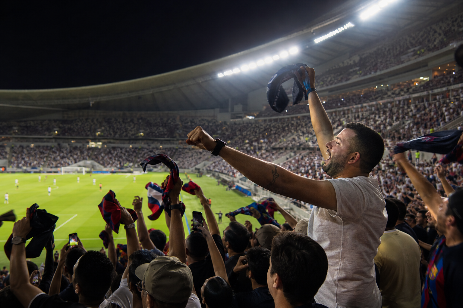 Fans Cheering at Football Game