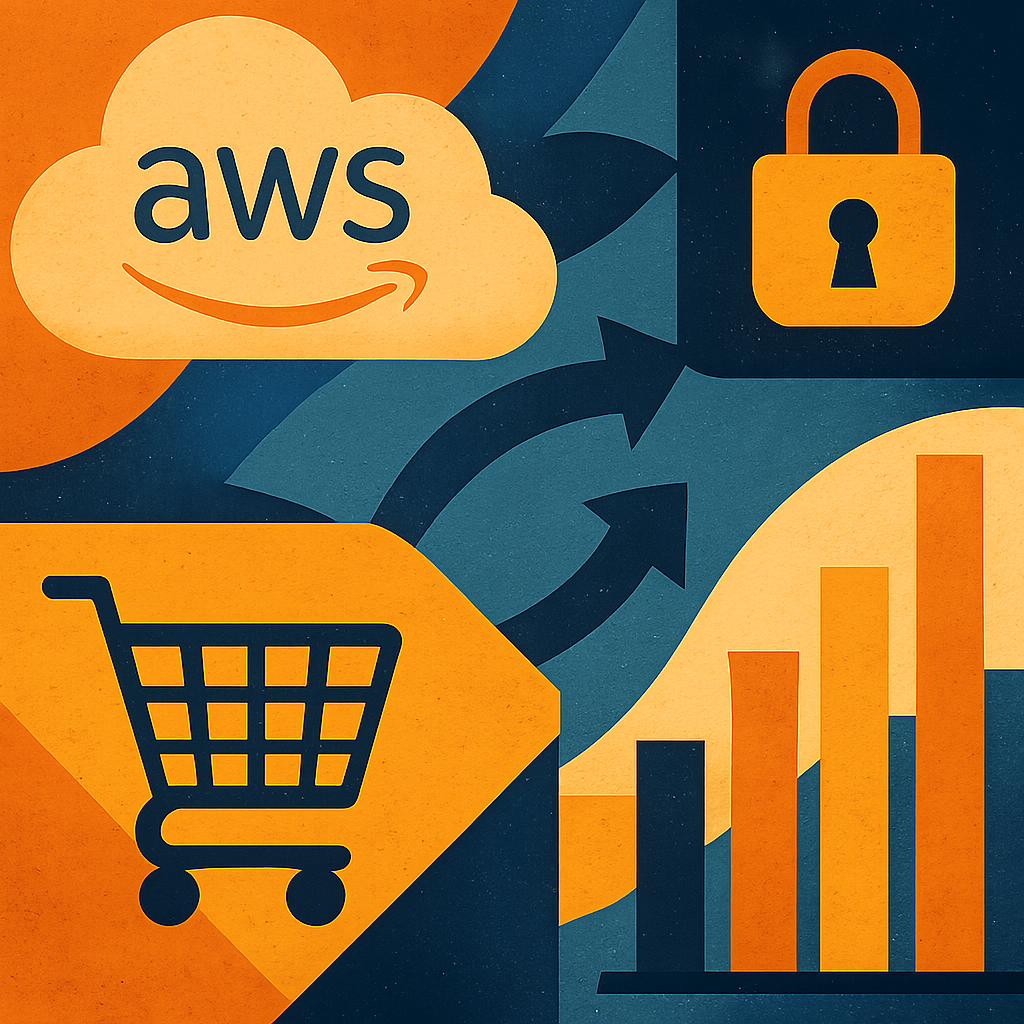 abstract image about AWS scalable secure ecommerce hosting  make it abstract dont use words optional logo use