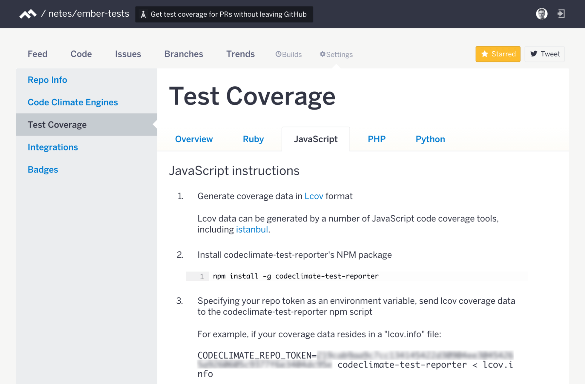 Test Coverage in Ember Applications with CI and Code Climate Integration