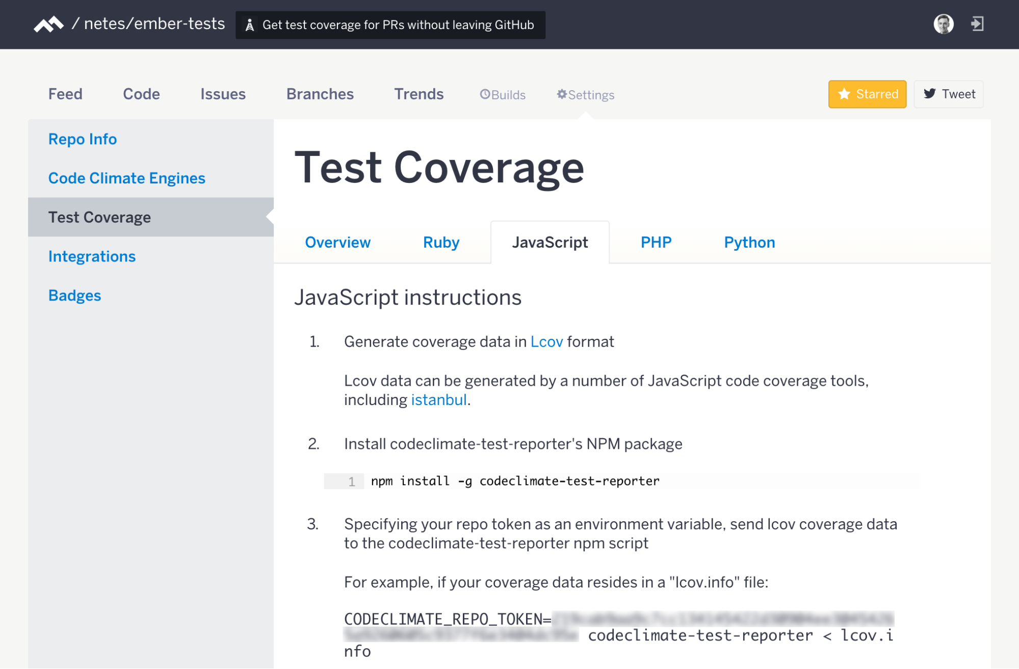 Test Ember Test Coverage in Ember Applications with CI and Code Climate Integration