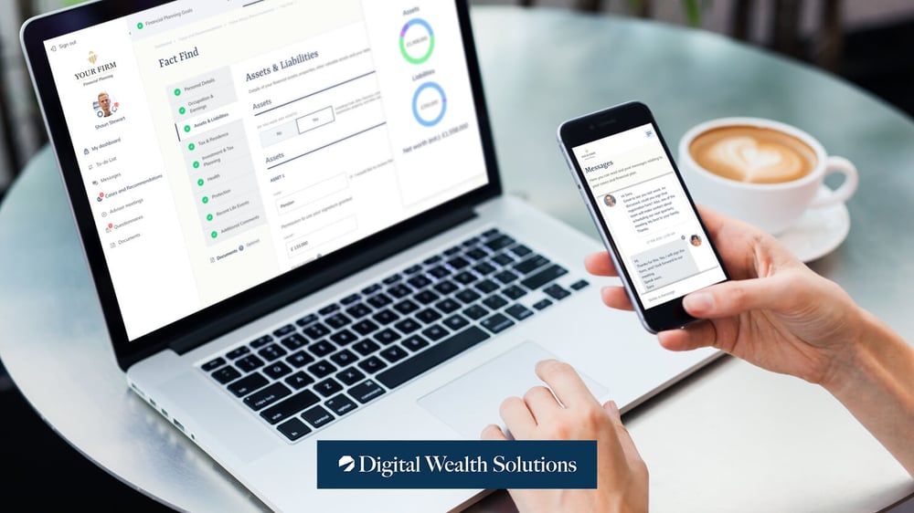 digital wealth solutions desktop picture with hands