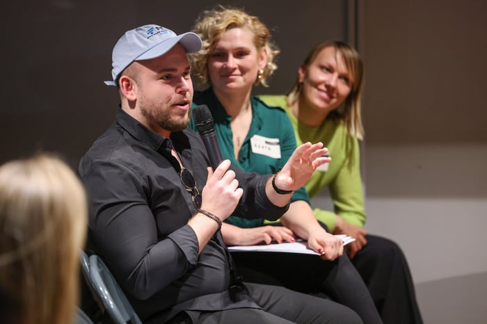 Filip, Agata and Basia in the audience