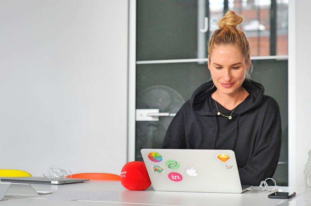 Woman working on her laptop