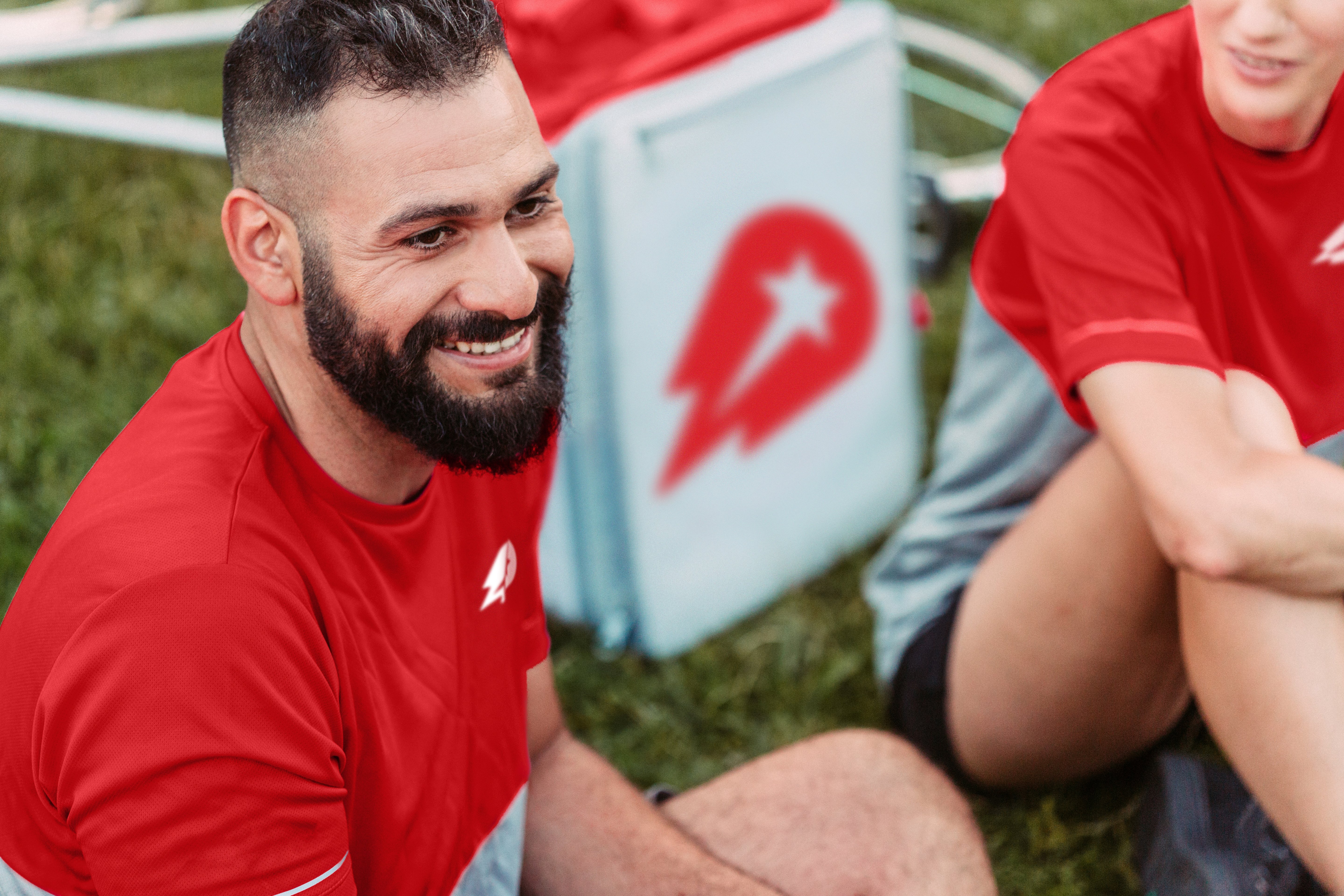 Delivery Hero worker on a break.