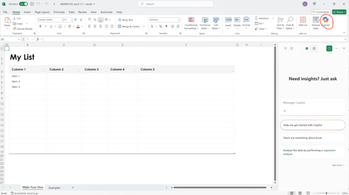 Excel Miscrosoft Copilot