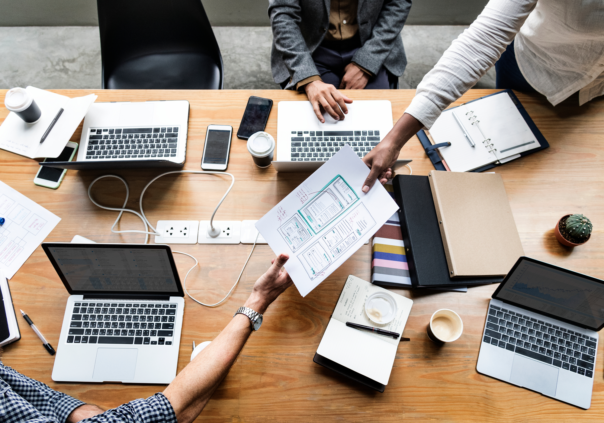 Designers performing a UX review.