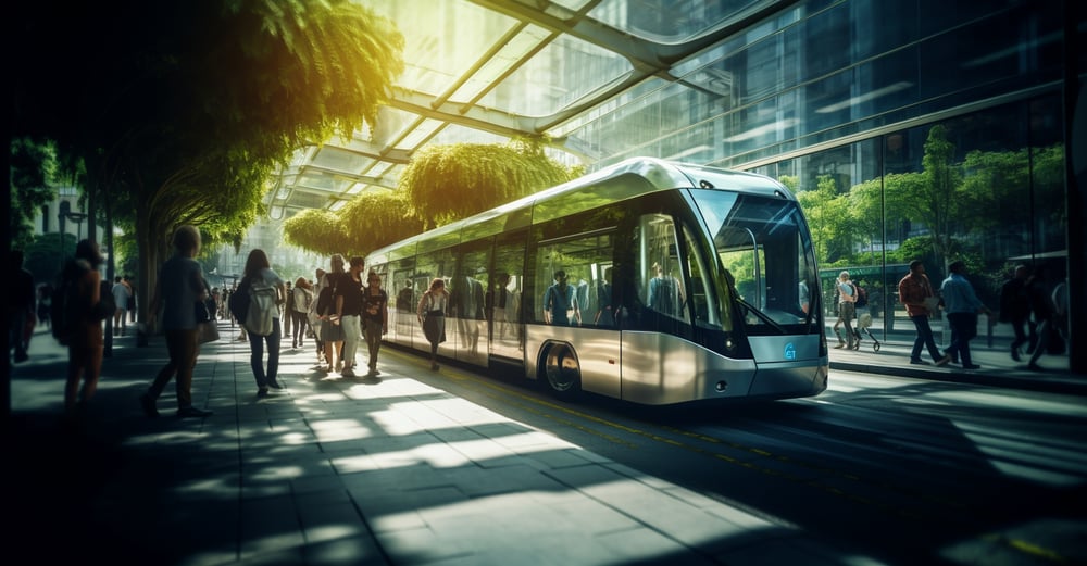 modern electric bus urban landscape city