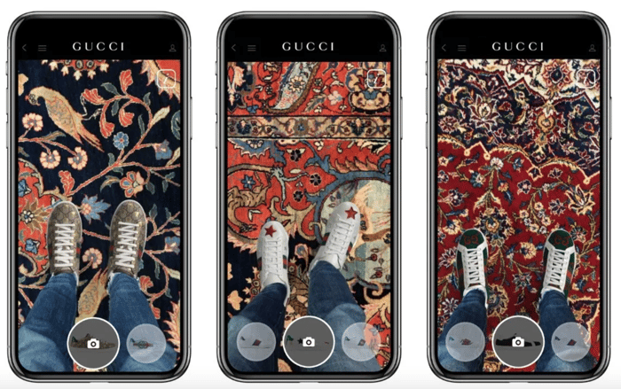 augmented reality fashion - Gucci shoes AR tool