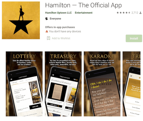 Hamilton app Flutter app example