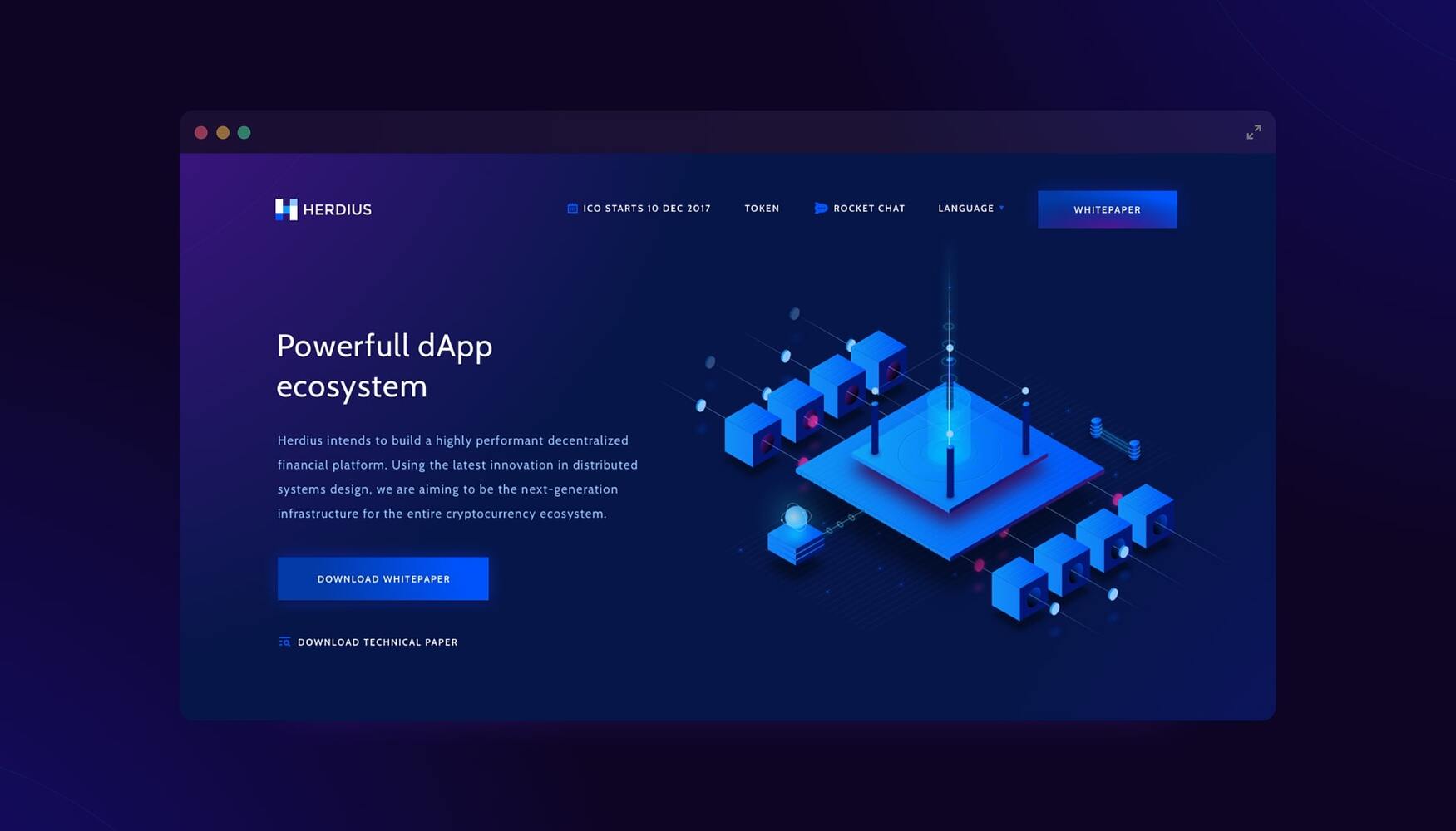 Herdius landing page.