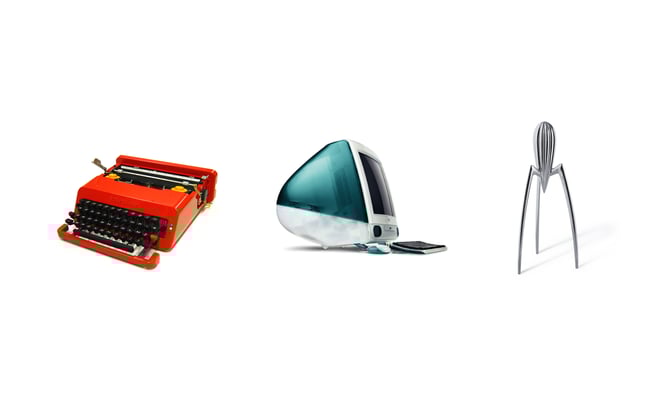 olivetti's typewriter, iMac G3, Alessi lemon squeezer