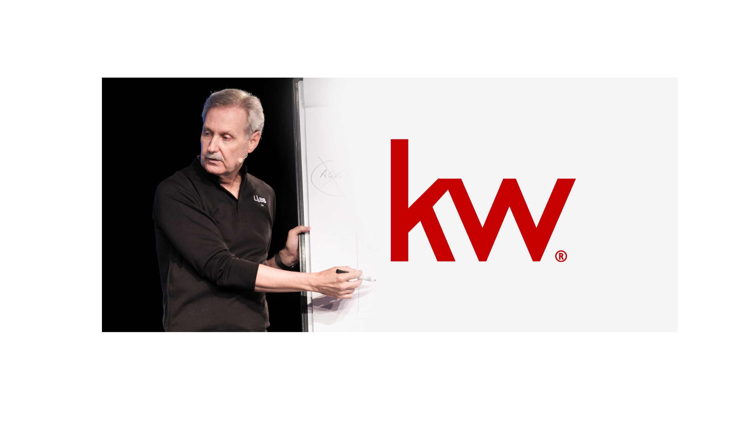 A man standing next to a whiteboard