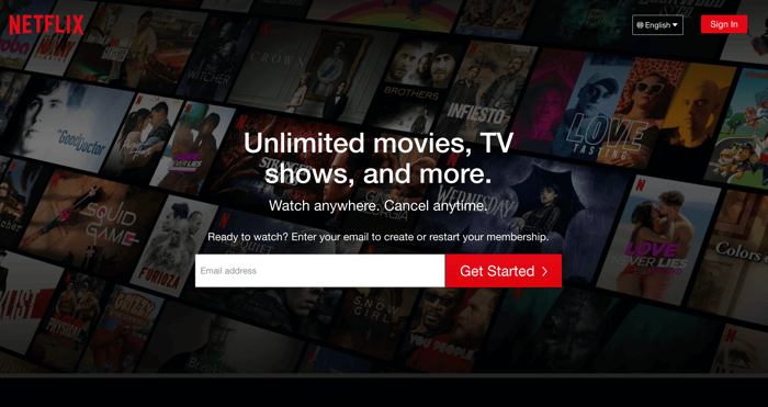 Landing page best practices example Netflix-1