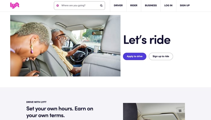 Lyft website screenshot