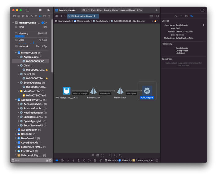 XCode relationship graph