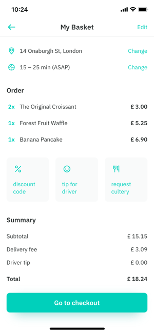 Basket feature in Deliveroo app second issue