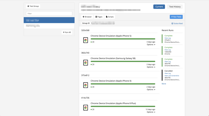 Our project dashboard in Screener, design 19