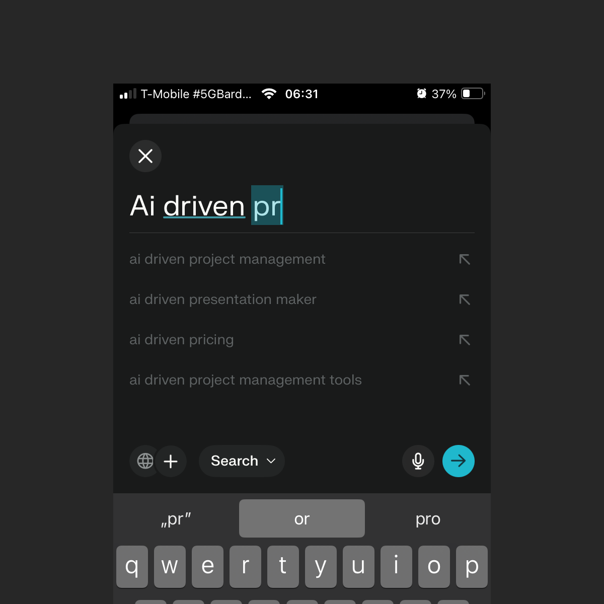 Perplexity autocomplete and autosuggestions ai interface