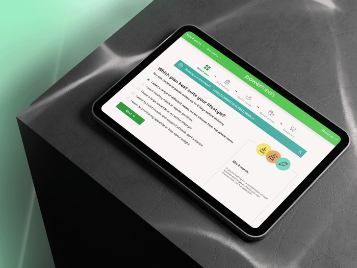 Powermeals app on an ipad.