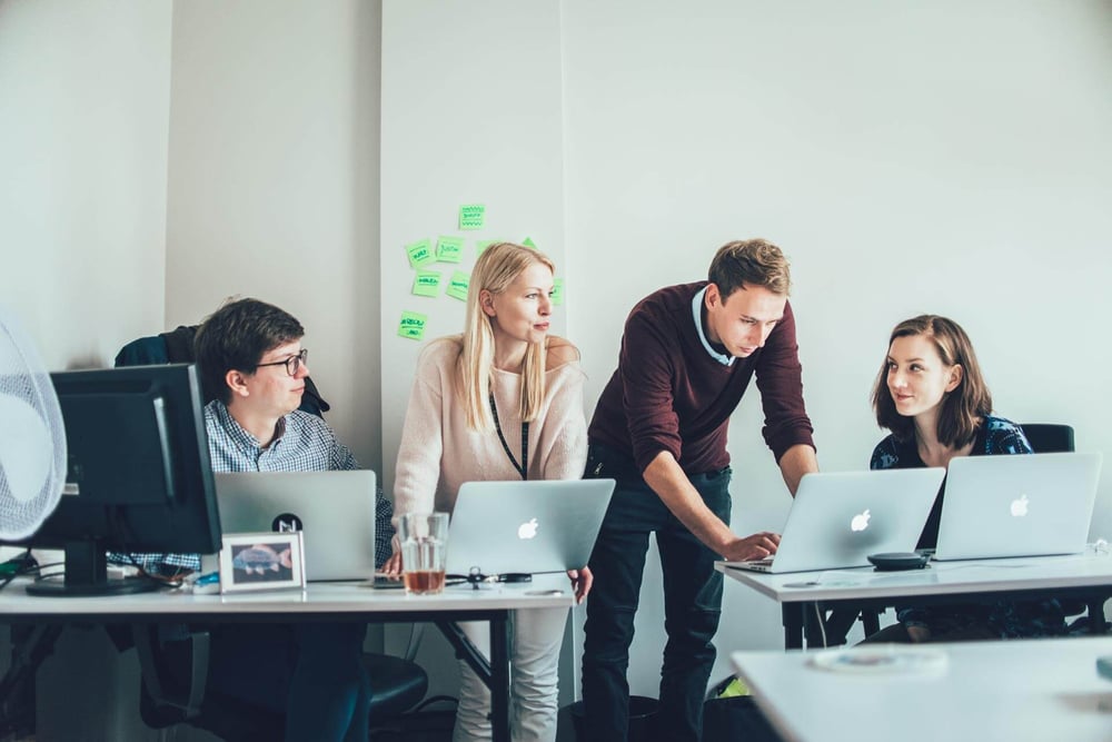 people working in a service company