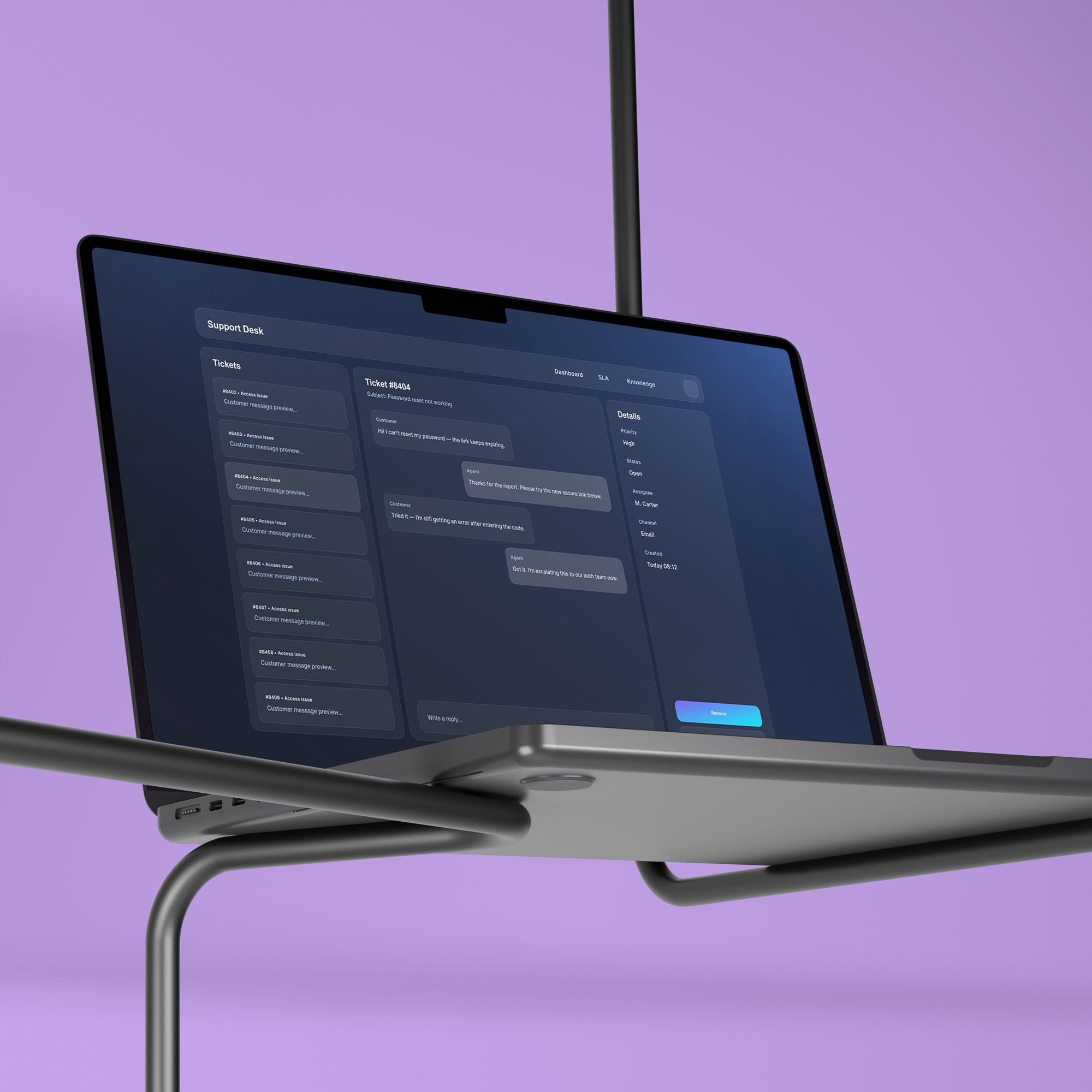 Laptop with a conversational AI interface on.