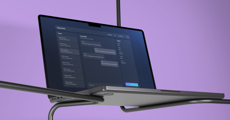 Laptop with conversational AI interface on.