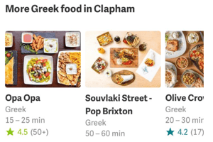 Individual restaruant menu selection page feature in Deliveroo app sixth issue