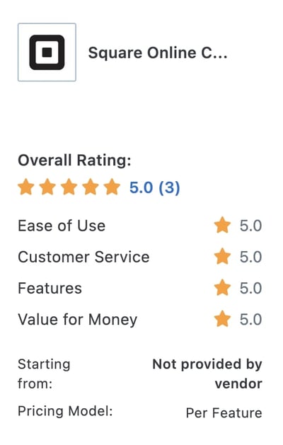Square Online - Capterra rating