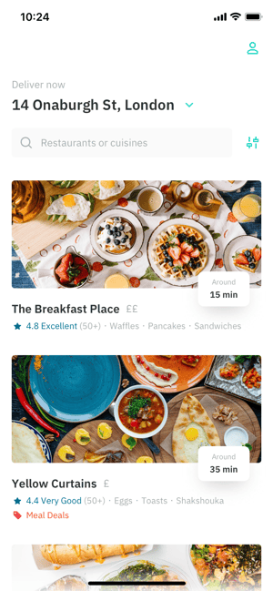Search feature in Deliveroo app second issue