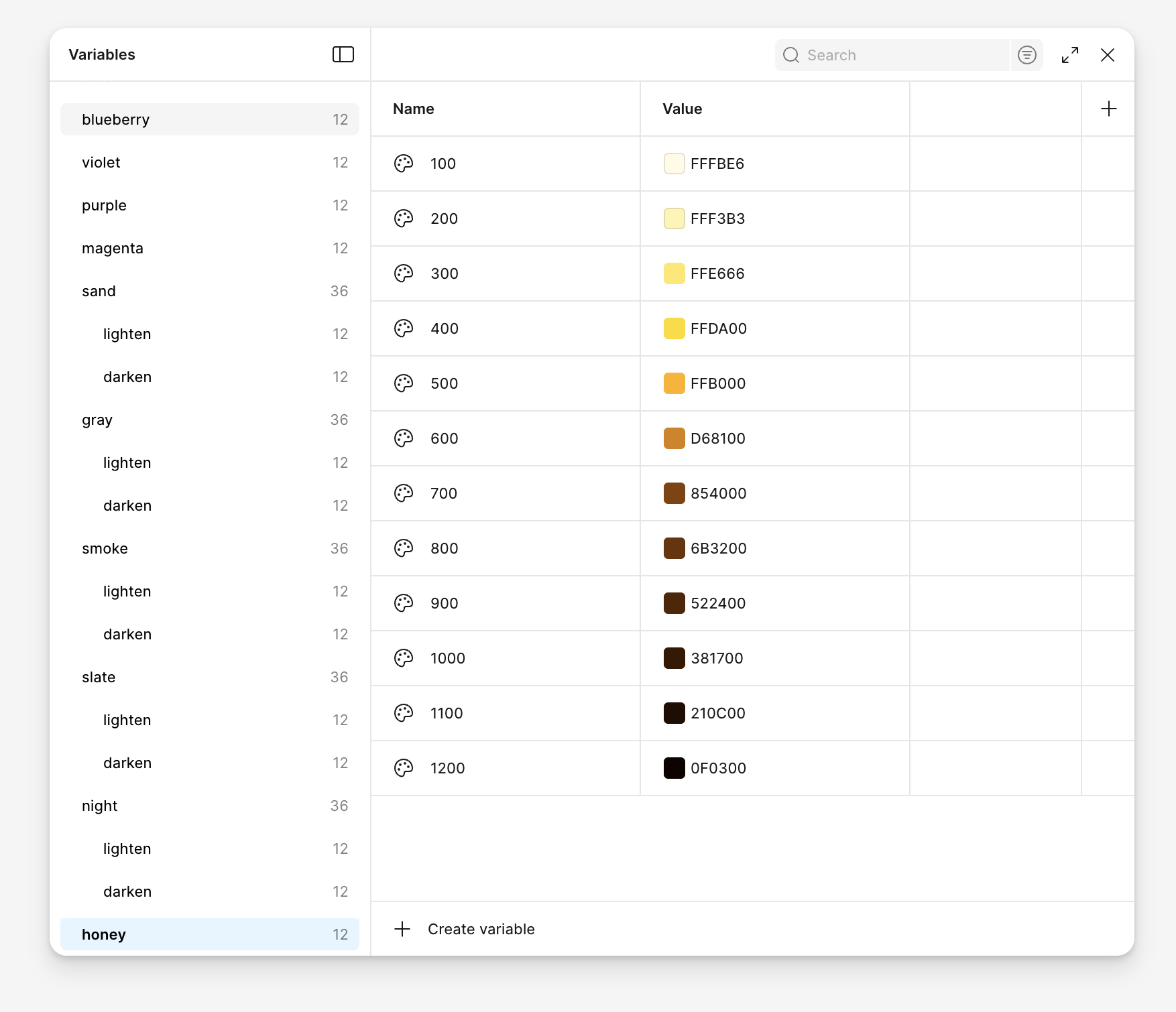 Silk Manual Honey palette