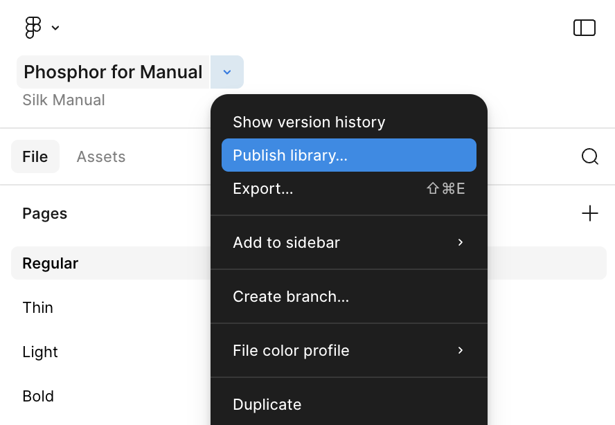 Silk Manual Publish the Phosphor Icons library