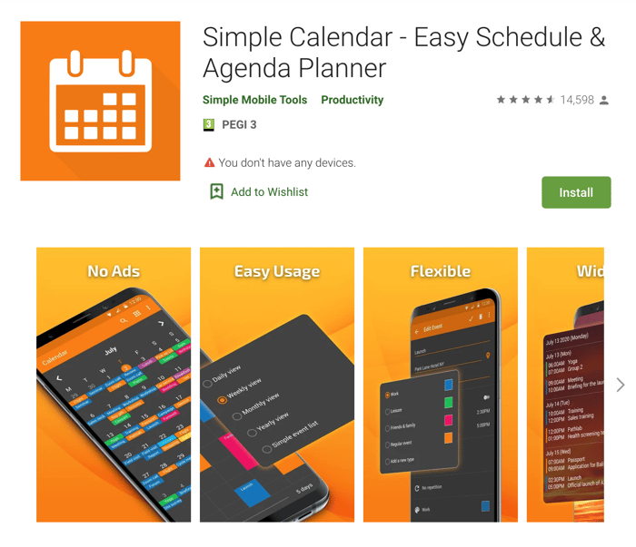Apps Written in Kotlin: Simple Calendar