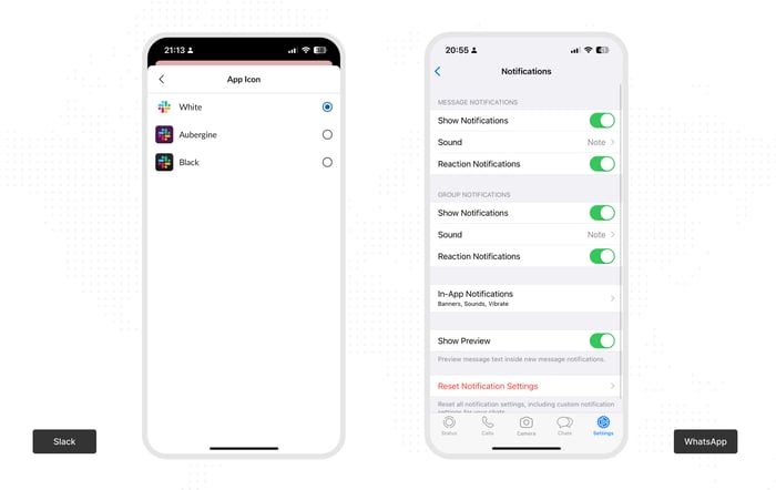 Slack and WhatsApp settings_ UI controls-1