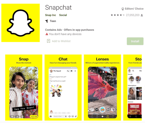 Snapchat ASO example