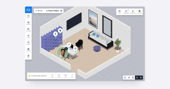 Sococo case study hero image presenting a virtual workplace