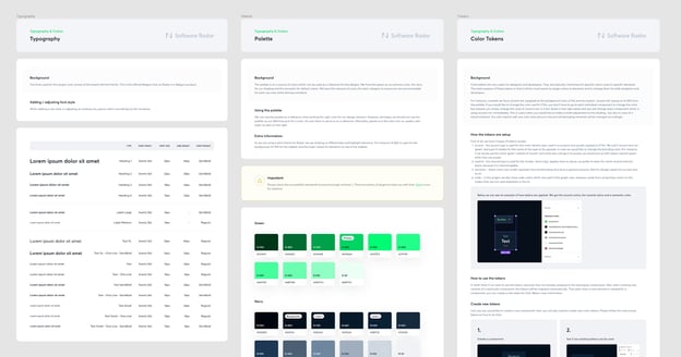 Typography, color palette, and tokens in the Radar design system