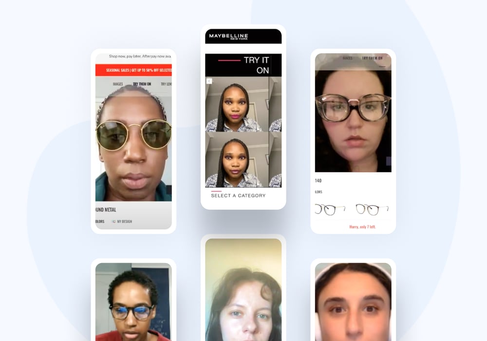 screenshots of virtual try-on apps in use