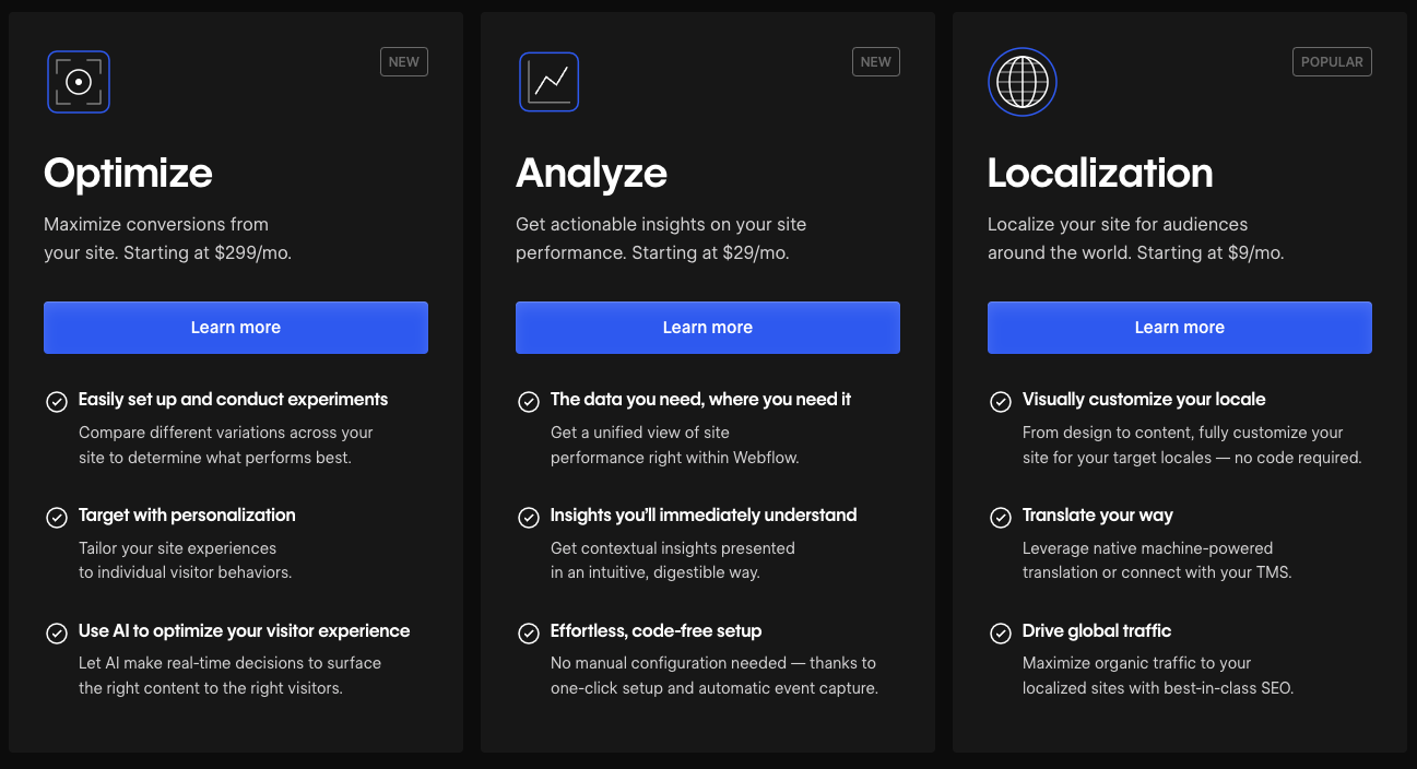 Webflow additional costs