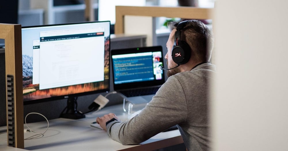 man working on a computer