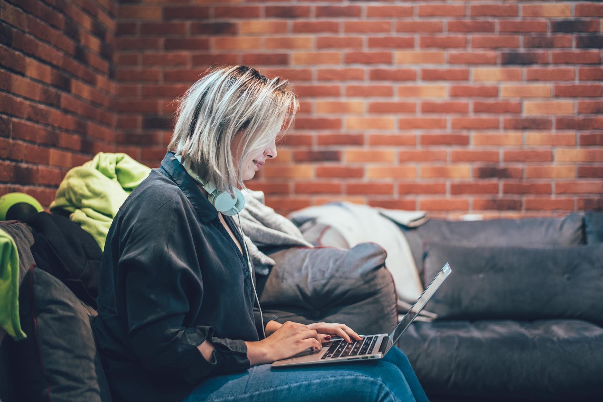 A Woman is looking on her laptop