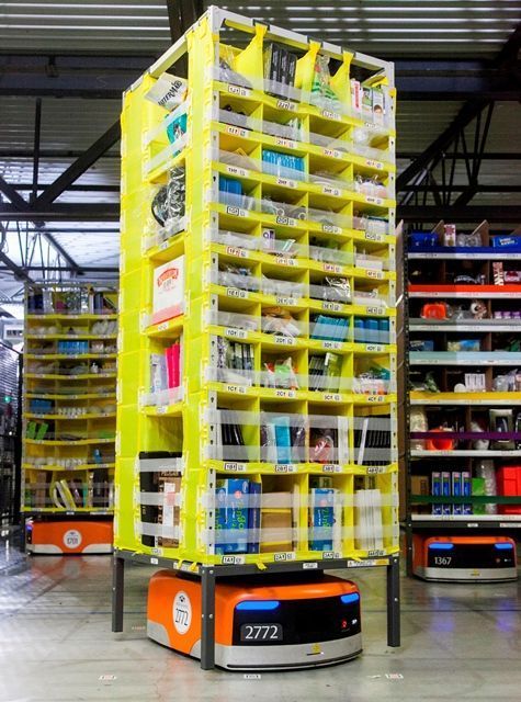 Amazon Kiva robot with shelf