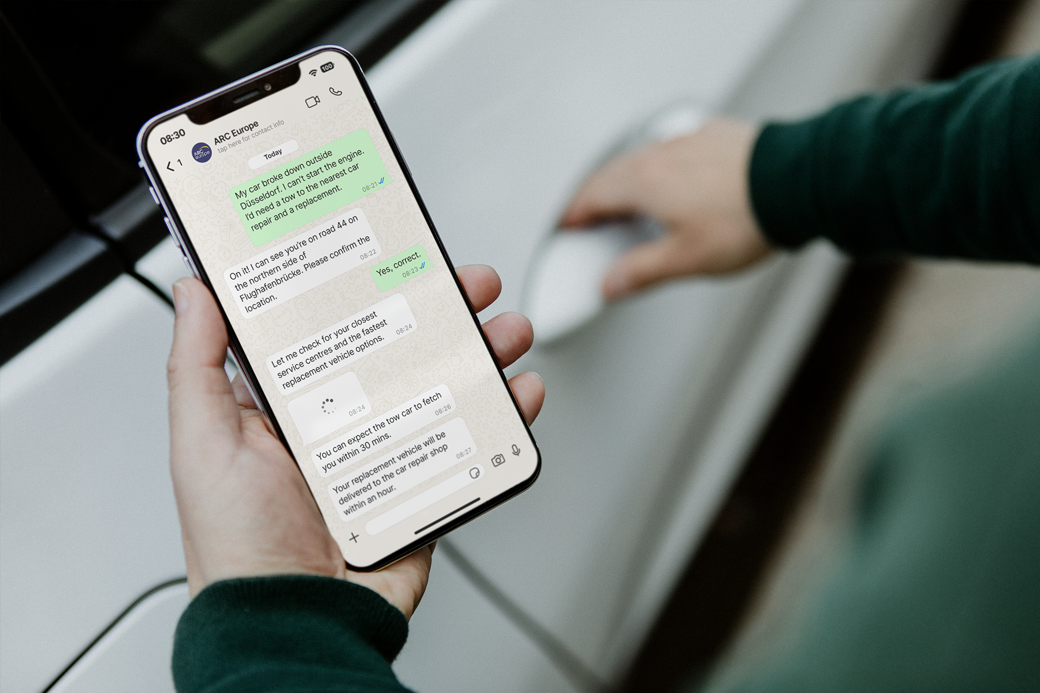 WhatsApp interface with a conversation on.