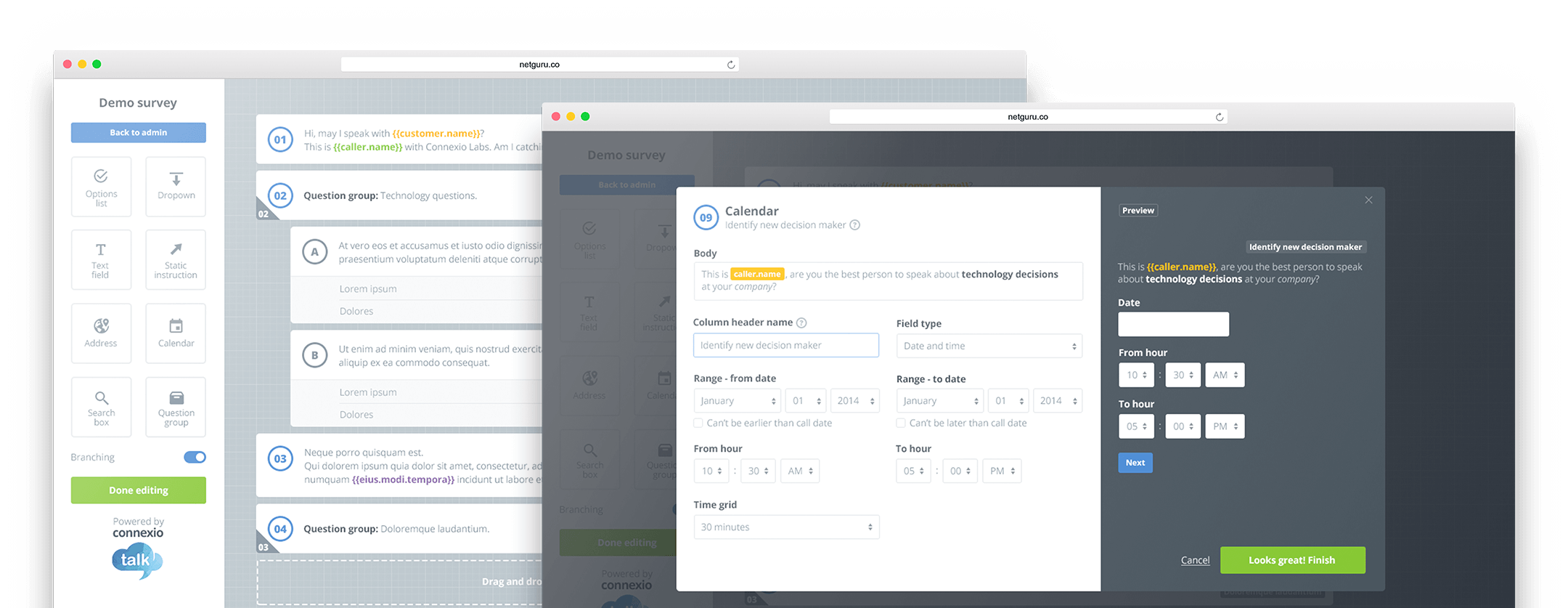 connexio app interface