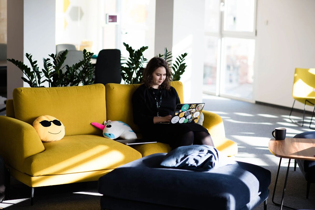 woman working on a computer