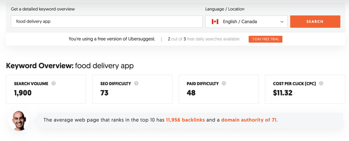food delivery app ASO Canada