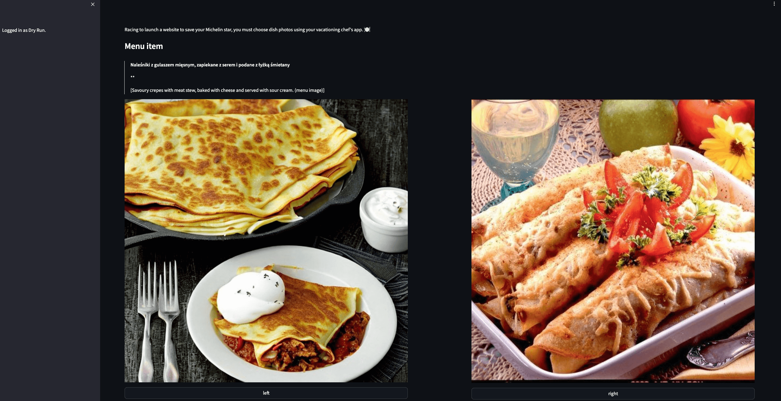 food description to photo